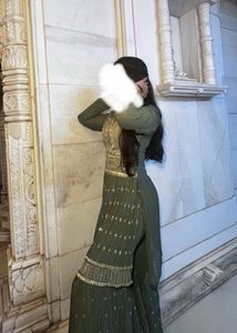 Emerald Green Sharara Set With Sequinned Kurti