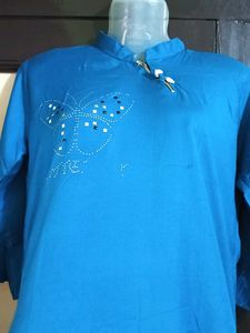 Blue Butterfly Embellished Top