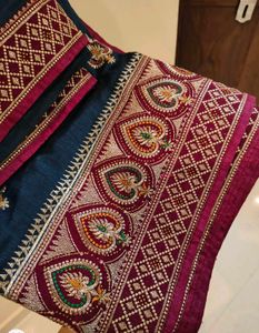 Elegant Embroidered Blue Saree