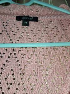 Pink Knit Tie-Front Cardigan