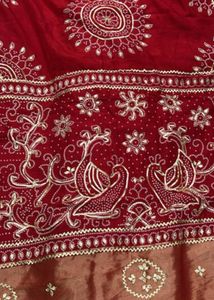 red gotapatti bandhani saree
