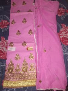 Unstitched Pink Cotton Suit