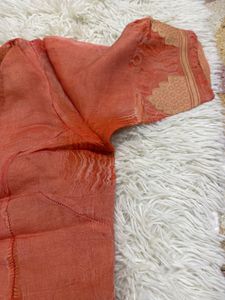 Beautiful Orange Saree with Blouse Piece