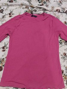 Ribbed Pink Long Sleeve Top