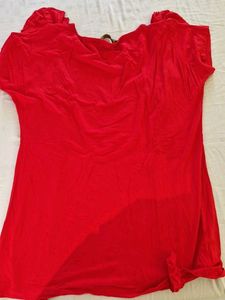 Evening Outing Red Top With Frill Designing