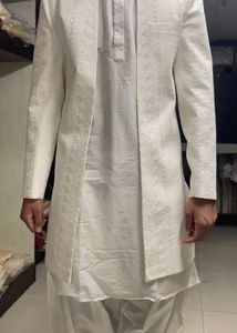 Men's White Ethnic indo western with Kurta Set