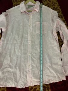 Men's Pink Linen Button-Up Shirt