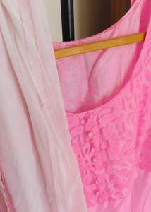 Stunning Pink Ethnic Gown with Dupatta