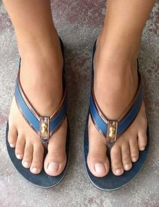 💙 Women’s Stylish Blue &amp; Brown Trendy Flip Flops