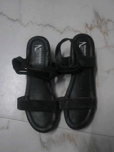 Stylish Black Embellished Flat Sandals