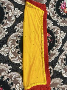 Vibrant Yellow Dupatta with Red Border…🥰