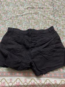 Black Distressed Denim Shorts