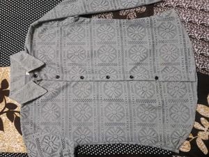 Stylish Grey Lace Button-Up Shirt