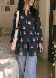 Printed Dark Blue Kurta