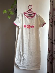 White Tropical Print Dress