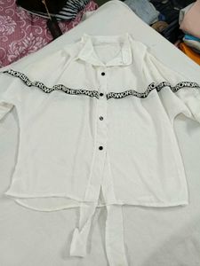 White Graphic Print Shirt