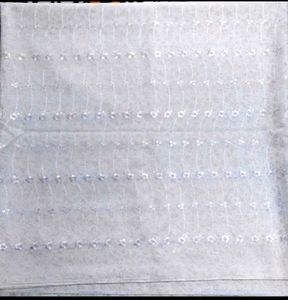 White Color Silken Dress Material Self Embroidery