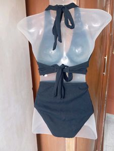 Black Ribbed Halter Bikini set