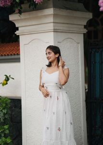 Chic White soft girl Embroidered Maxi Dress 🤍
