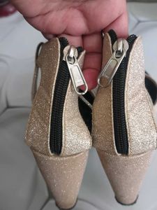 Sparkling Gold Heeled Sandals