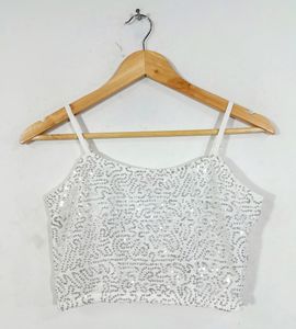 Studiorasa White Sequenced Netted Top (Women)