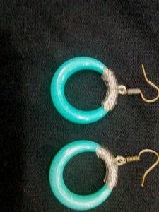 Teal Circle Drop Earrings