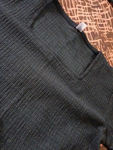 Black Ribbed Square Neck Top