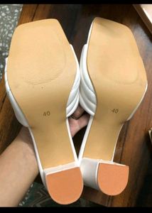 GNIST White Quilted Heeled Mules