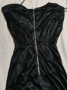 Sleek Black Satin Mini Dress