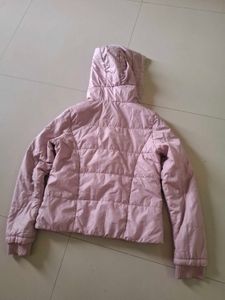 beautiful pink Puffer Jacket with Fur Hood