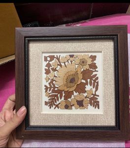 Framed Wood Inlay Floral Art