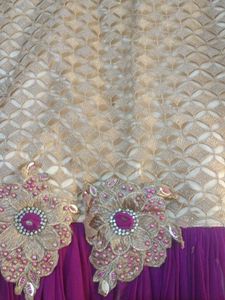 Elegant Ethnic Gown purple with golden lining