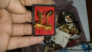 earrings mangalsutra and saree pin combo