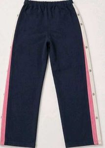 Navy Track Pants with Pink Stripe