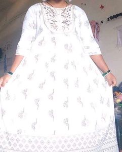 White Embroidered Tree Print Kurti😍🎊🎉