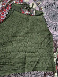 Green Crochet Halter Top