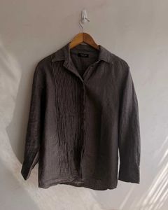 Stylish Brown Pleated Front Shirt