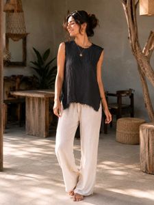 Distressed Black Sleeveless Tunic Top