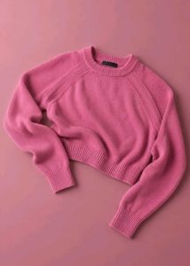 PINK RAGLAN SLEEVE CROPPED SWEATER