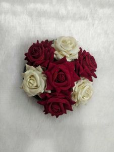 Elegant Red & White Rose Hair Bun