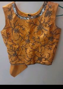 Mustard yellow ethnic crop top/ Blouse
