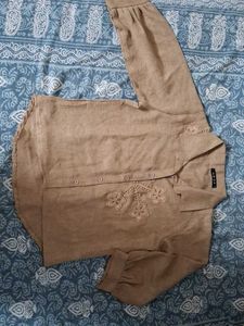 Embellished Linen Blend Shirt