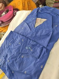 Men's Blue Anchor Print Shirt