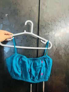 Teal Blue Crop Top and A line skirt coords