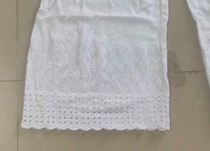 Red Kurta with White Embroidery