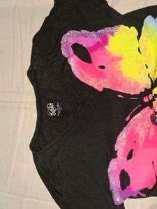 Black Butterfly Glitter T-Shirt