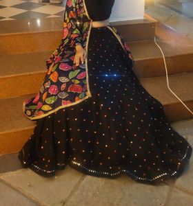 Black lehenga highly flared
