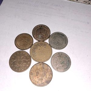 7 Vintage worldwide Token coins