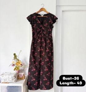Floral Print V-Neck Maxi Dress