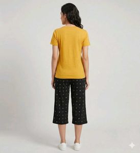 2 Pc SetT-Shirt with Black Printed Shorts